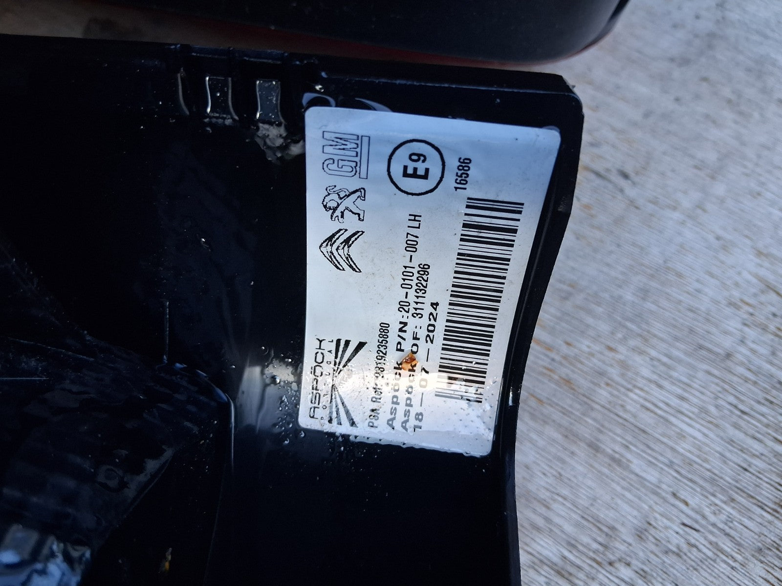 2024 VAUXHALL COMBO E K9 NSR PASSENGER SIDE REAR LEFT TAIL LIGHT 9820554880