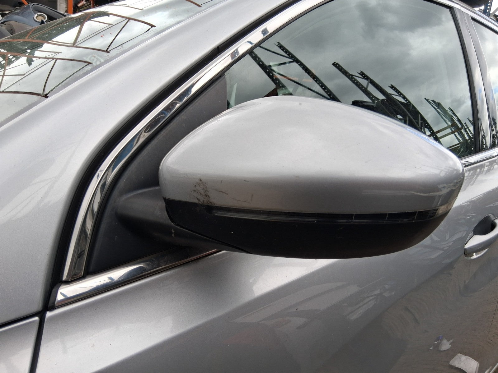 2014 PEUGEOT 308 MK2 NSF PASSENGER SIDE FRONT MANUALFOLD WING MIRROR SILVER EZR