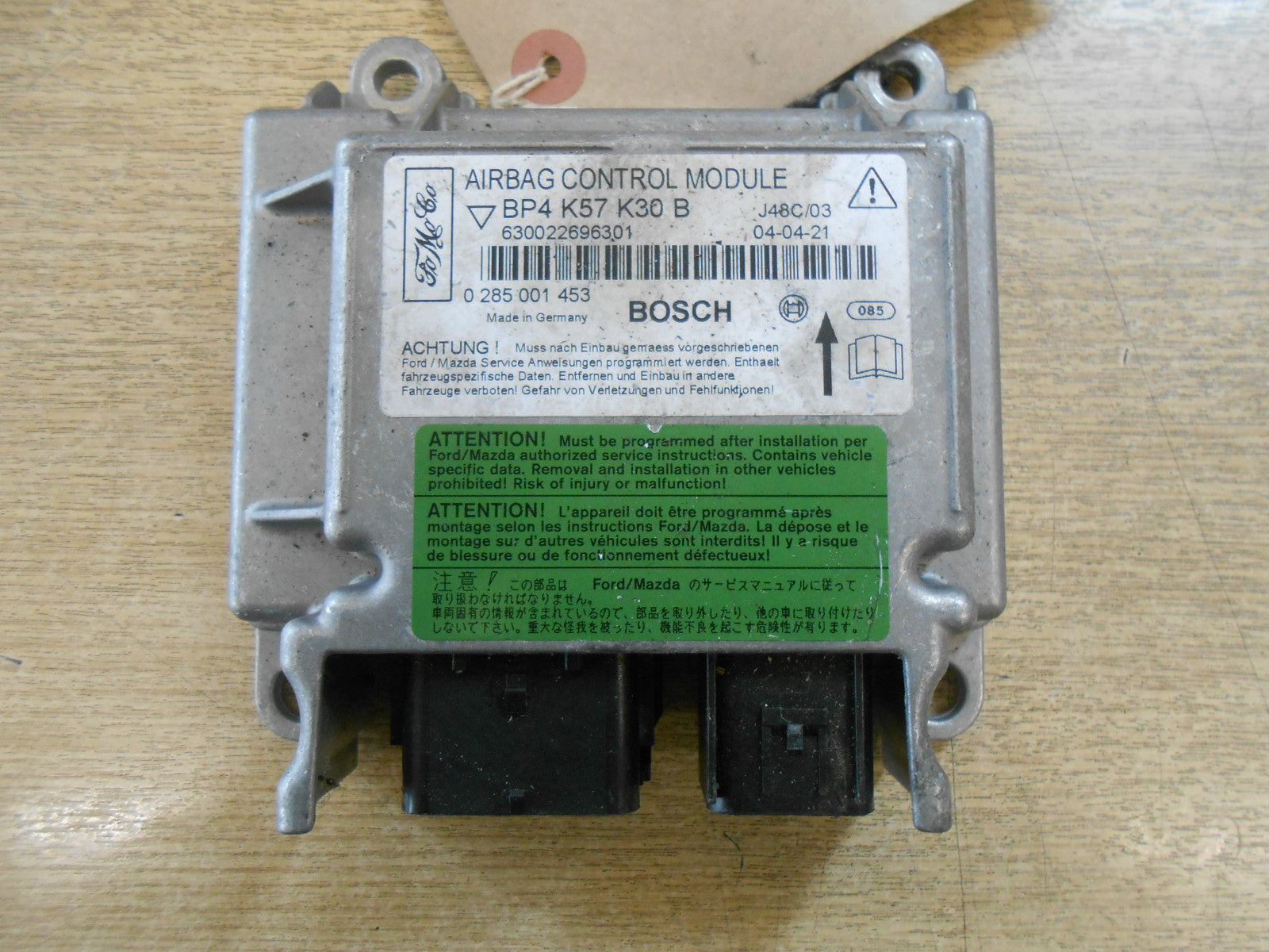 MAZDA 3 MPS 2007 SAFETY BAG CONTROL ECU MODULE BOSCH 0285001453 0 285 001 453