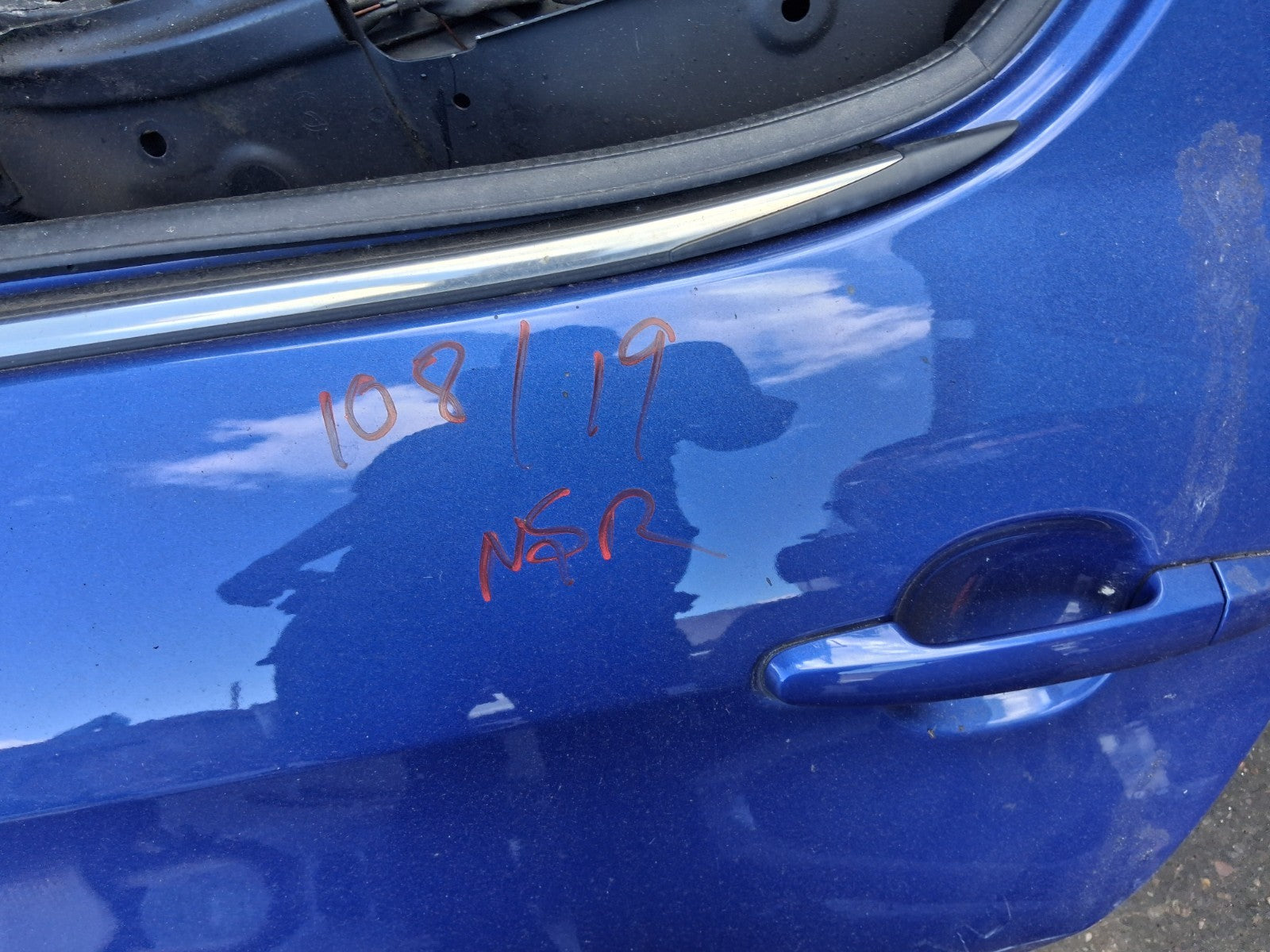 2019 PEUGEOT 108 5 DOOR NS PASSENGER SIDE REAR DOOR BLEU CAPRI BLUE ETB
