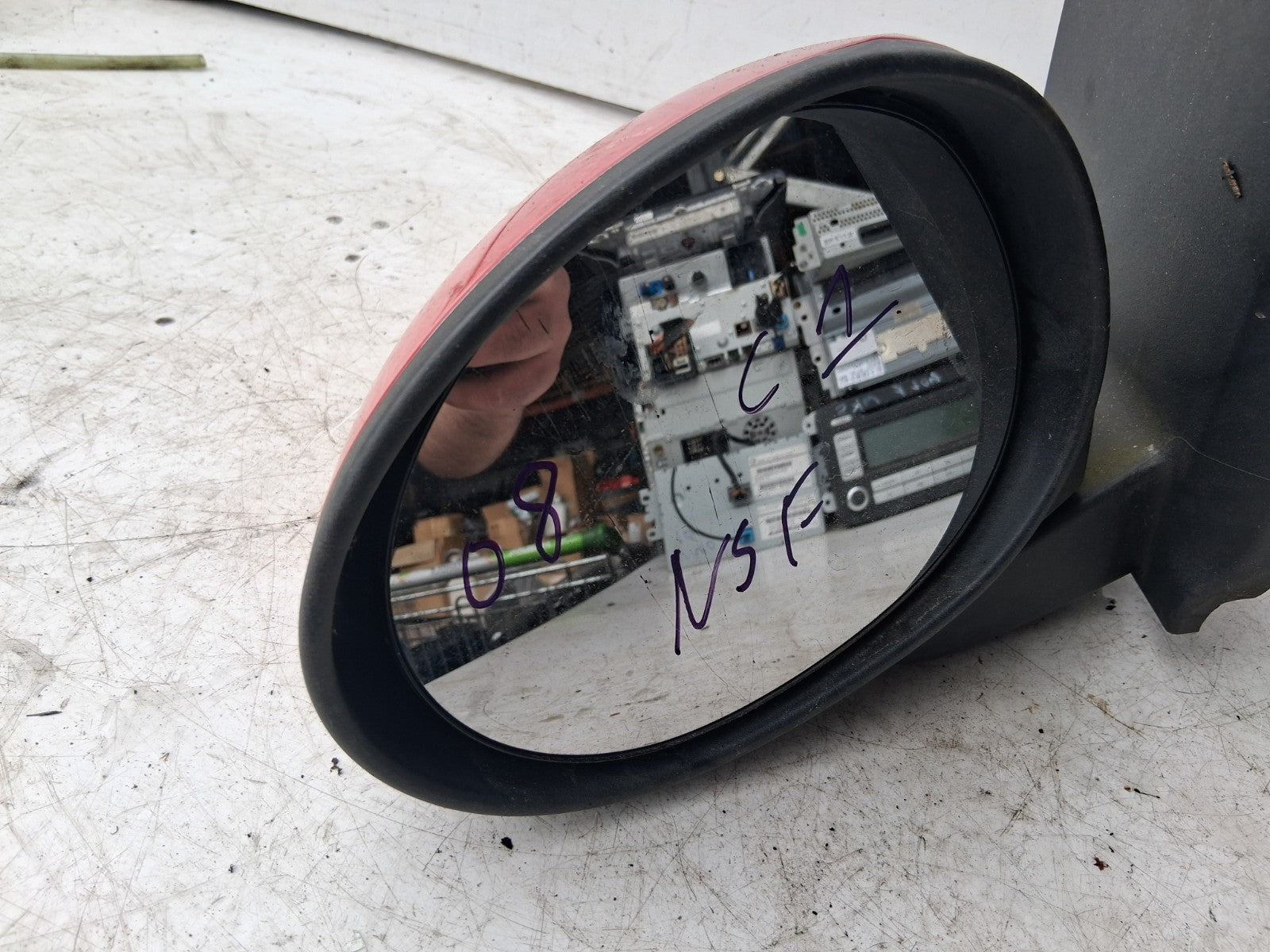 2008 CITROEN C1 MK1 NSF PASSENGER SIDE FRONT MANUAL WING MIRROR RED 879400H020