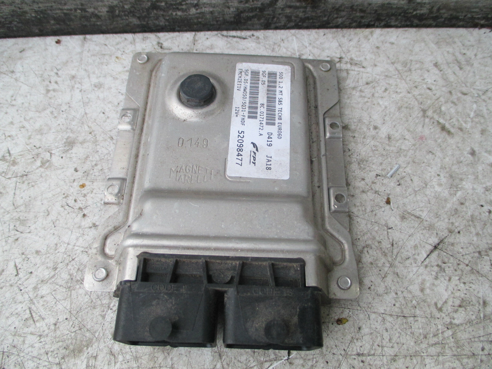 FIAT 500 2019 1.2 PETROL MANUAL ECU ENGINE CONTROL MODULE UNIT 52098477