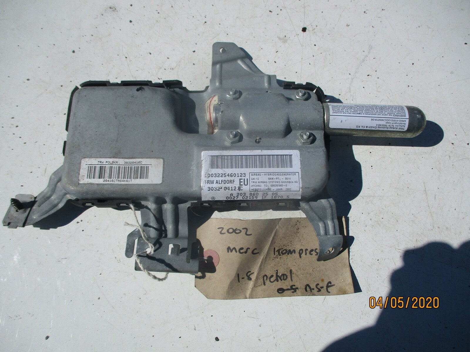 MERCEDES C CLASS W203 2004 PASSENGER NEAR SIDE FRONT DOOR AIRBAG A2038602505 NS