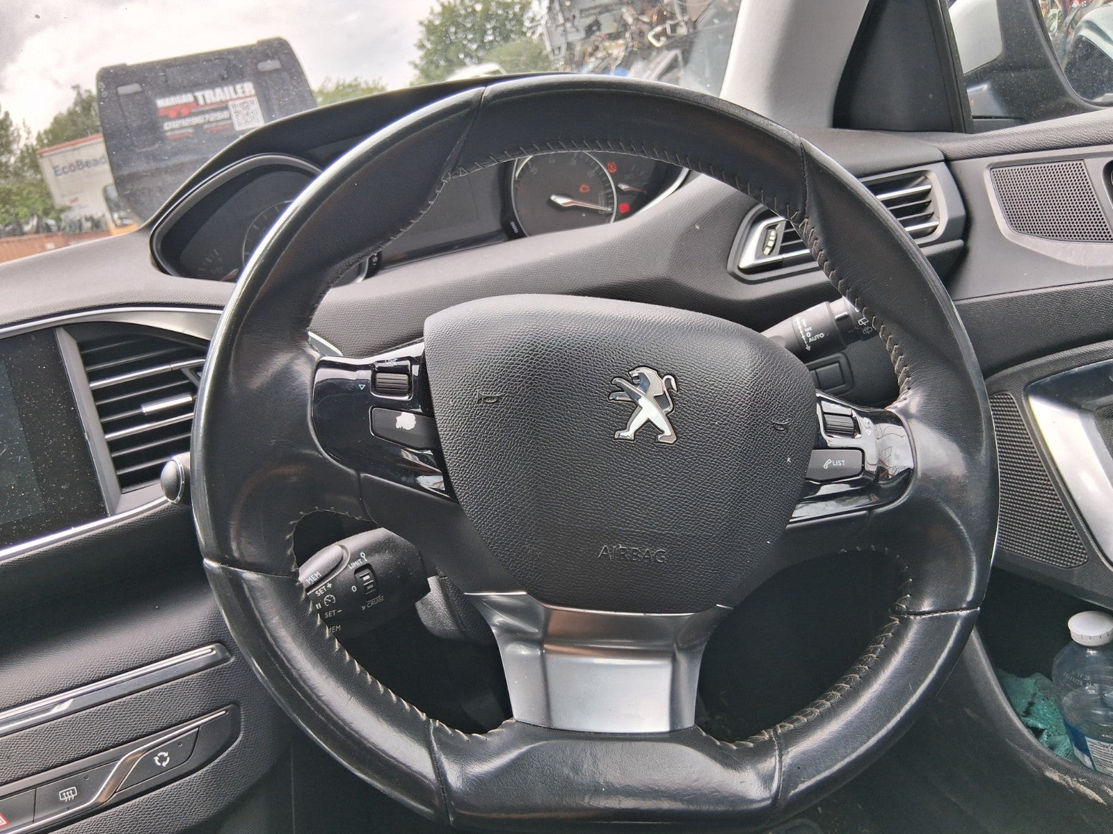 2014 PEUGEOT 308 MK2 3 SPOKE MULTIFUNCTION LEATHER STEERING WHEEL WITHOUT AIRBAG