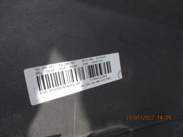 BMW 3 SERIES 2009 E90 LCI REAR BUMPER TITAN SILVER 7065787