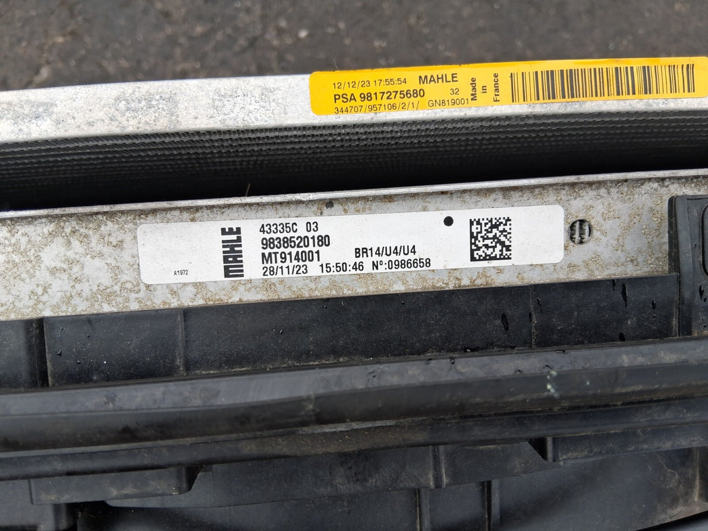 2023 VAUXHALL GRANDLAND 1.2 PETROL RADIATOR RADPACK 9817275680