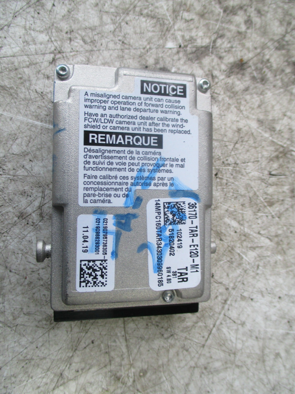 HONDA JAZZ MK4 2019 CAMERA CONTROL ECU MODULE 36170TARE120M1