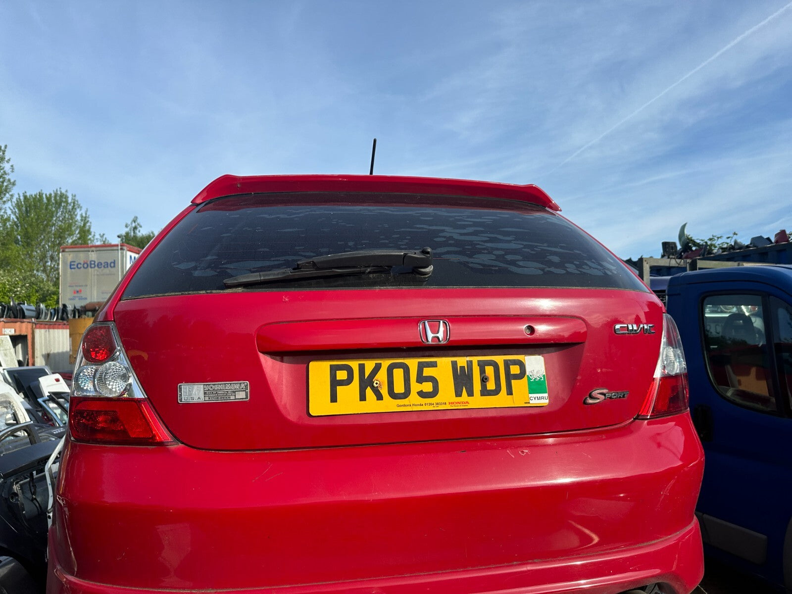 2005 HONDA CIVIC MK7 TYPE S 3 DOOR REAR HATCHBACK BOOTLID TAILGATE RED R81