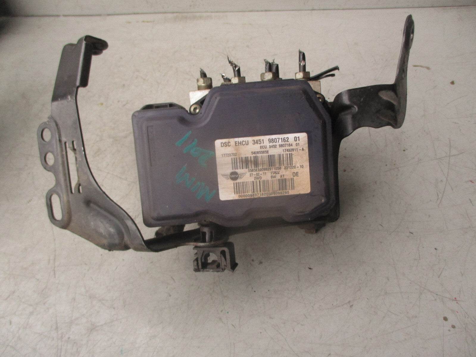 2011 MINI COOPER ABS PUMP CONTROL MODULE 3451980716201