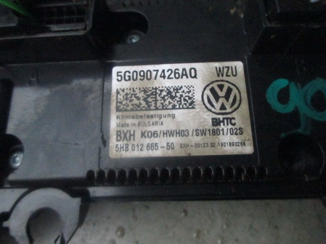 2019 VW GOLF AC HEATER CLIMATE CONTROL PANEL 5G0907426AQ