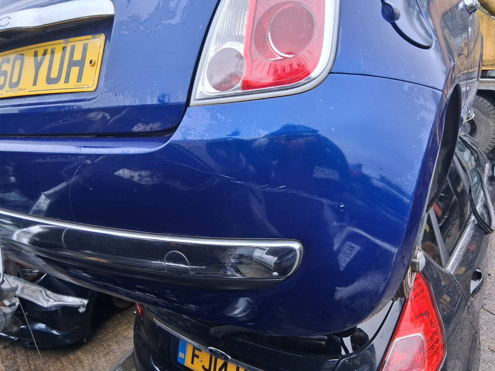 2010 FIAT 500 LOUNGE MK1 COMPLETE REAR BUMPER BLUE