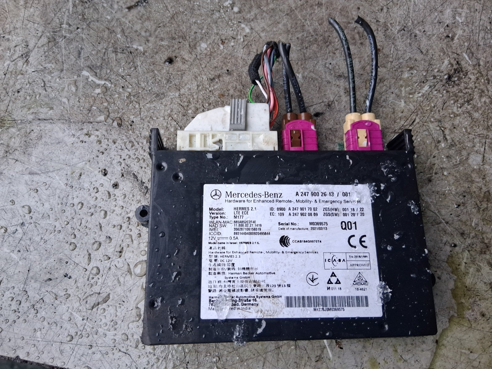2021 MERCEDES A CLASS V177 MULTIMEDIA CONTROL MODULE A2479002613
