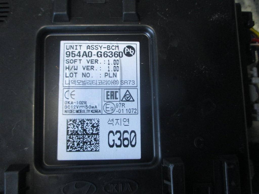 KIA PICANTO MK3 2020 BCM BODY CONTROL MODULE 954A0G6360