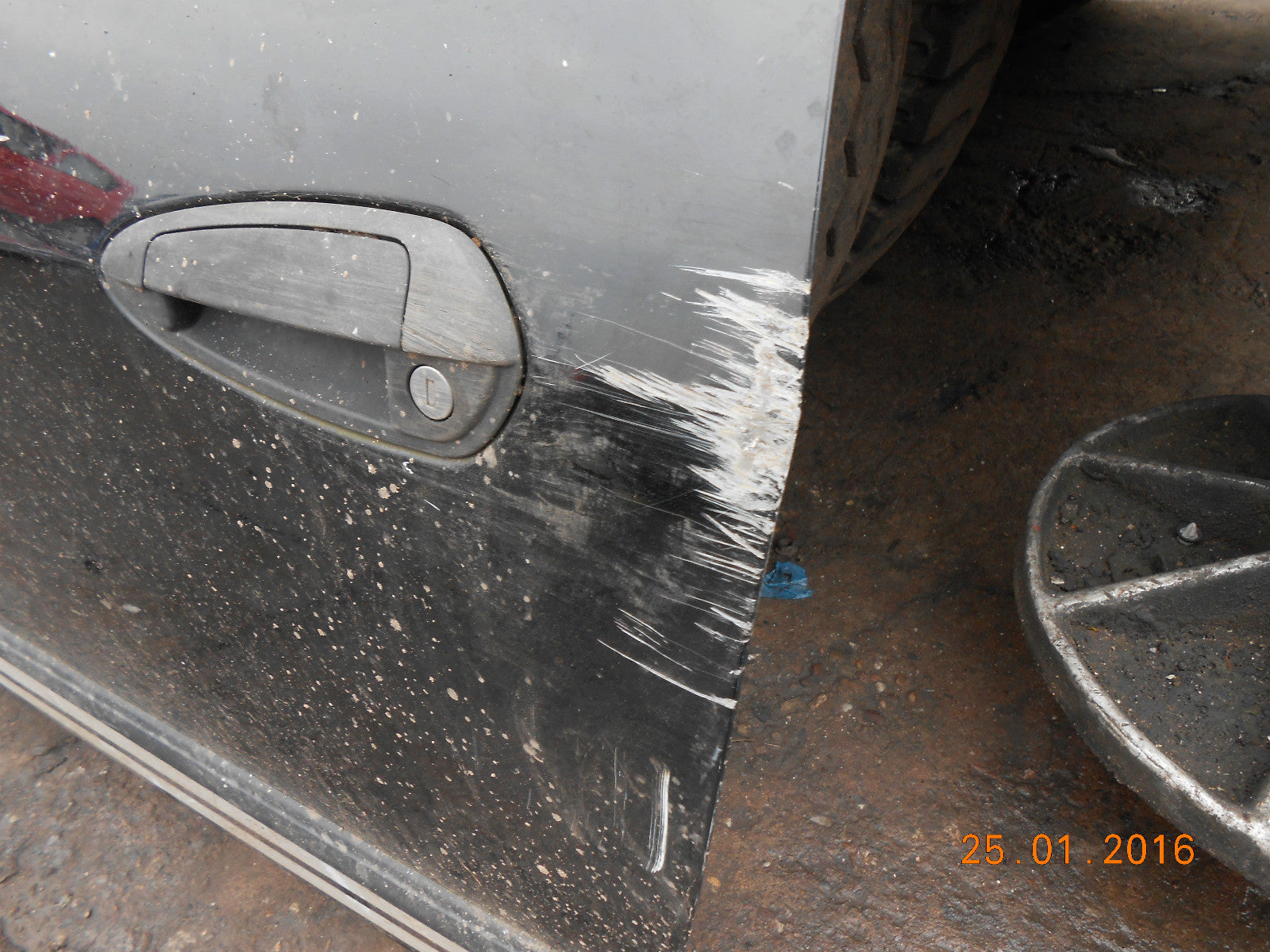 FIAT GRANDE PUNTO 2009 3 DOOR NS PASSENGER SIDE DOOR BLACK DAMAGED SIDE