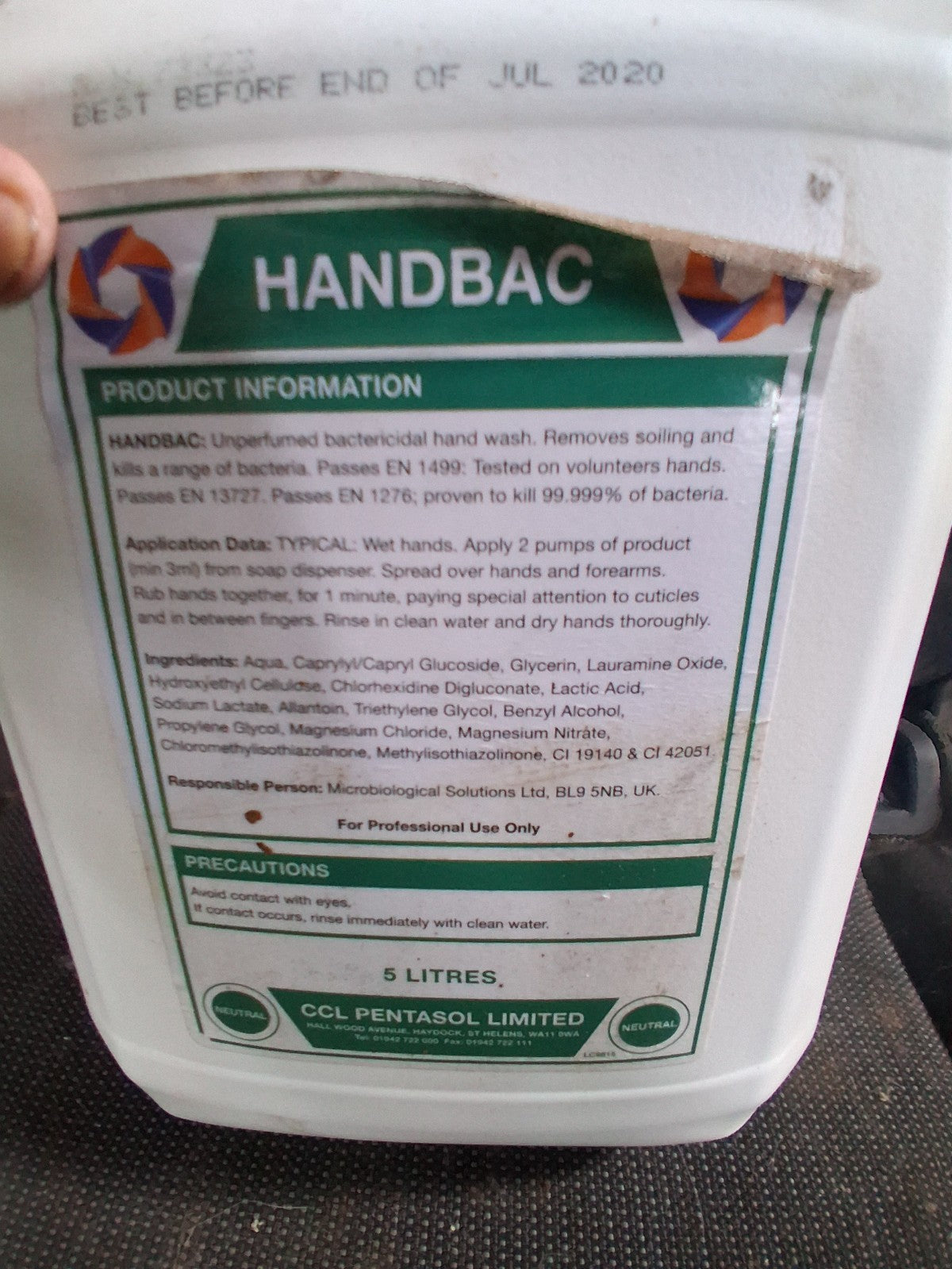 HANDBAC UNPERFUMED ANTIBACTERIAL HANDWASH 5L