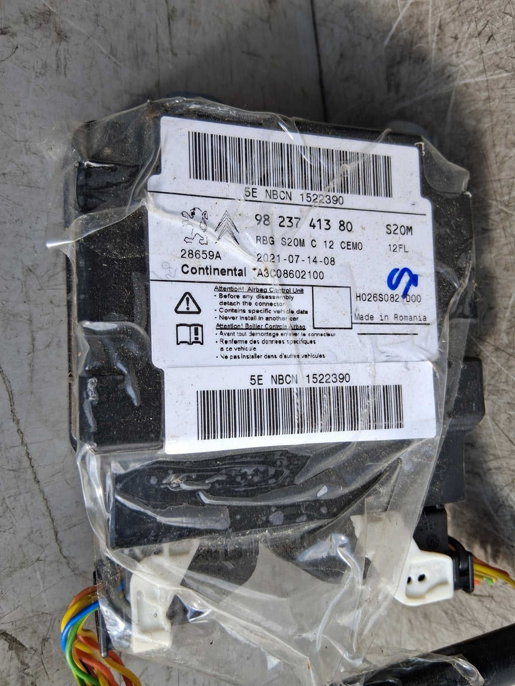 2021 CITROEN C3 MK3 ECU AIRBAG CONTROL MODULE UNIT 9823741380