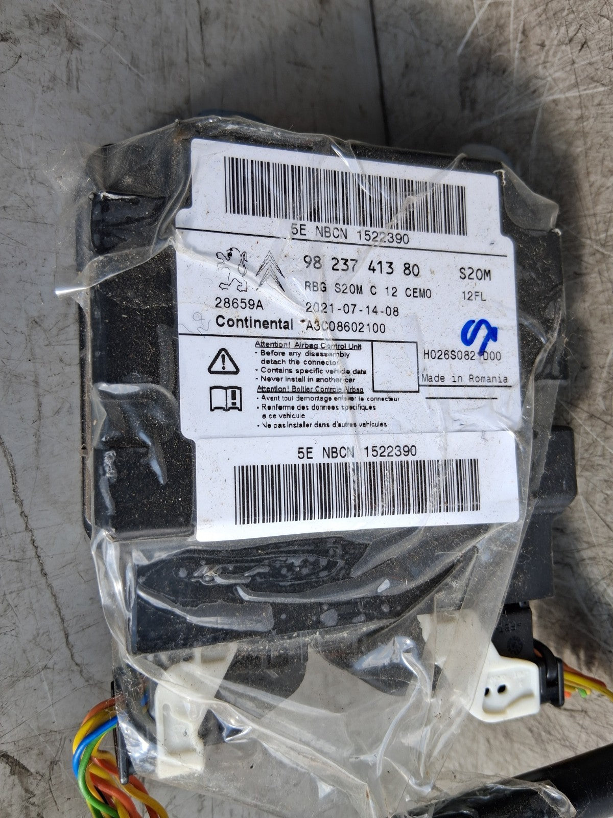 2021 CITROEN C3 MK3 ECU AIRBAG CONTROL MODULE UNIT 9823741380