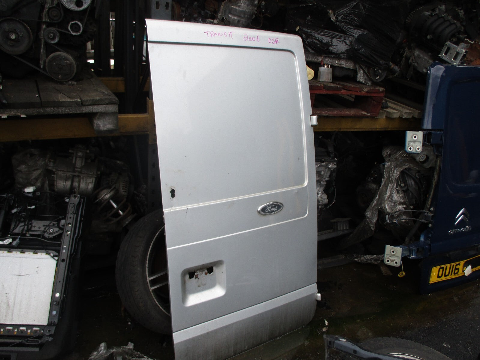 FORD TRANSIT MK6 2006 OSR DRIVER  SIDE REAR DOOR SILVER