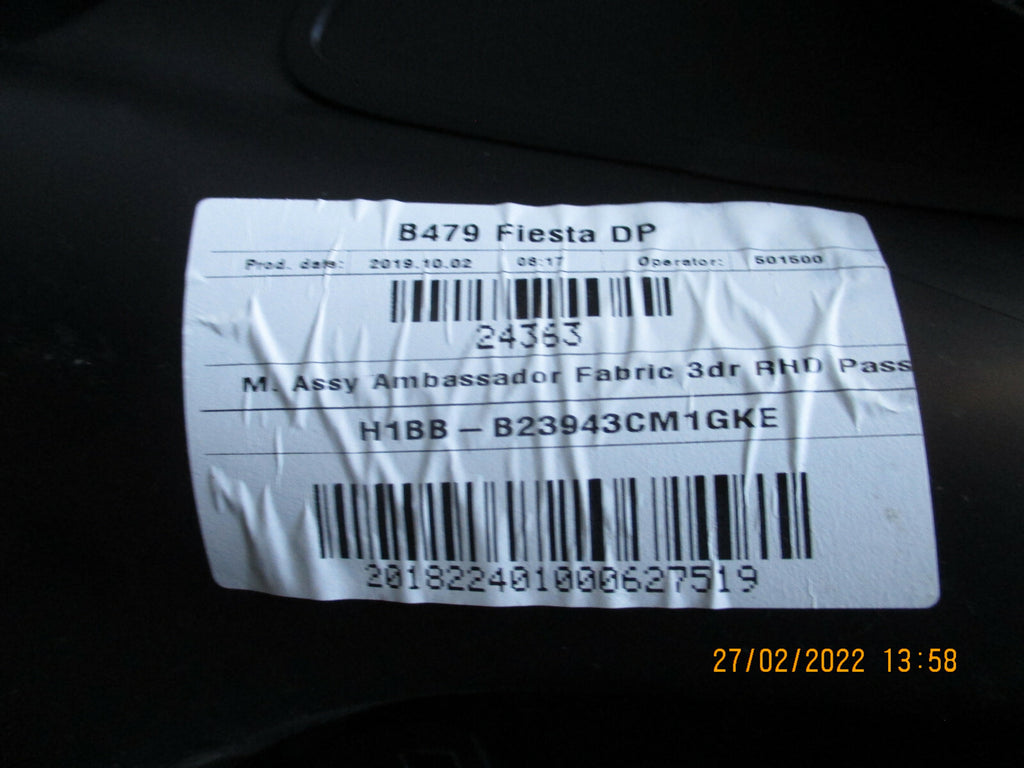 FORD FIESTA 2019 MK8 NSF FRONT PASSENGER SIDE DOOR CARD H1BBB23943