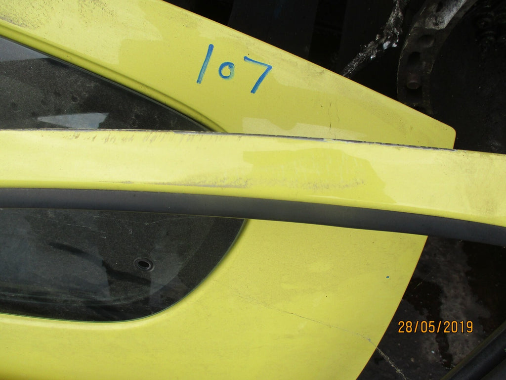 PEUGEOT 107 PRE FACELIFT NSF PASSENGER SIDE FRONT DOOR KBL YELLOW