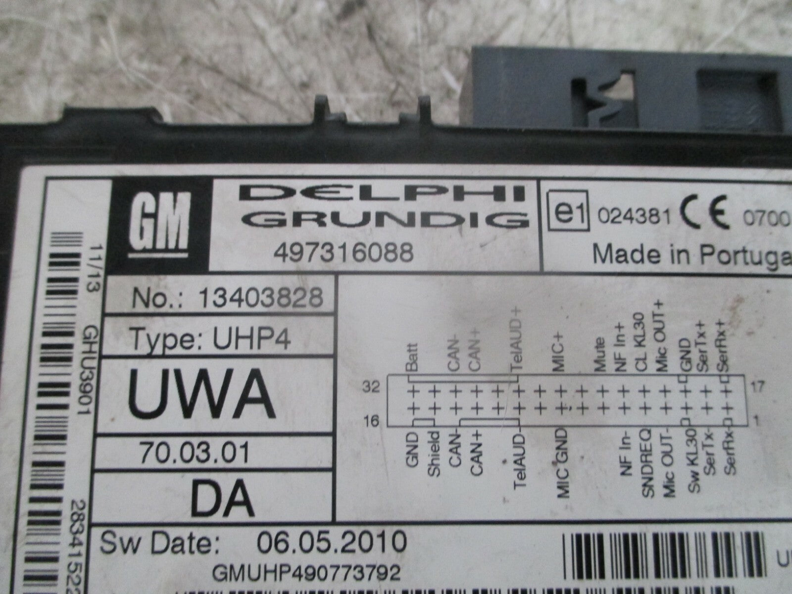 VAUXHALL CORSA D 2011 BLUETOOTH CONTROL MODULE 13403828