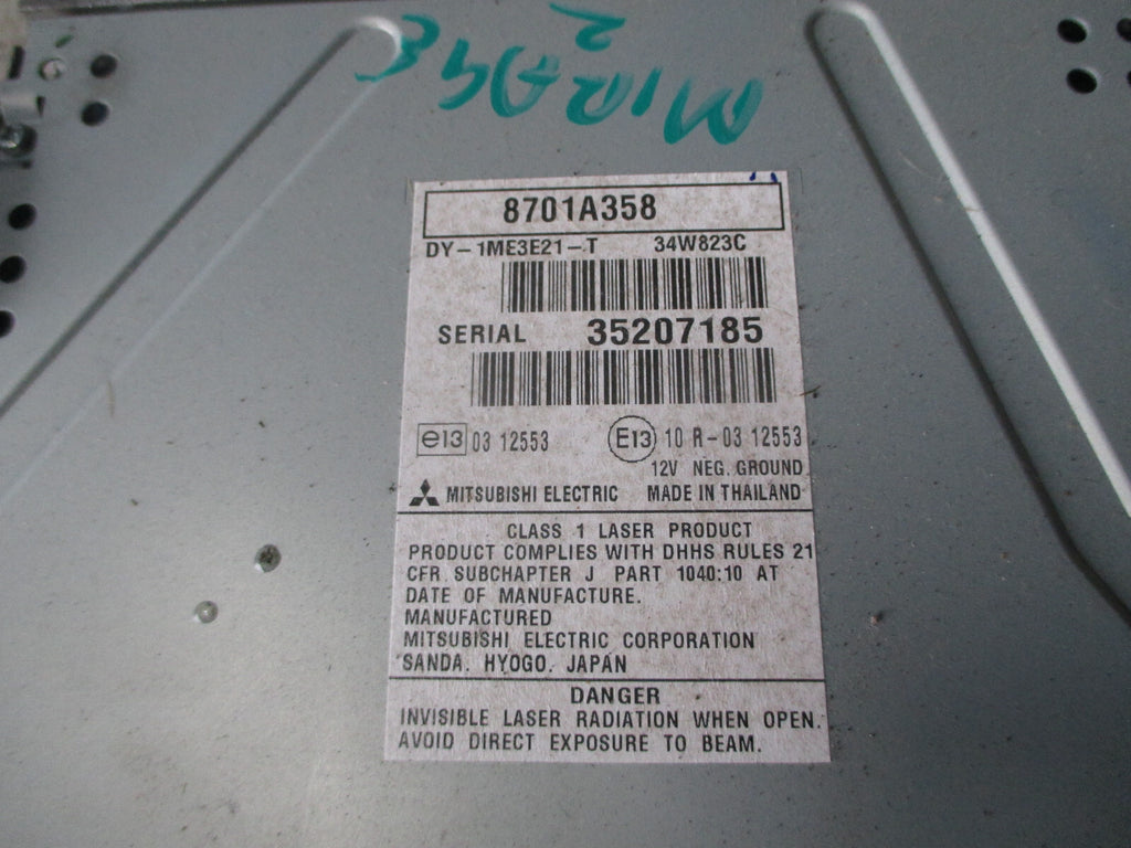 MITSUBISHI MIRAGE 3 2014 MK6 RADIO CD PLAYER STEREO HEAD UNIT 8701A358