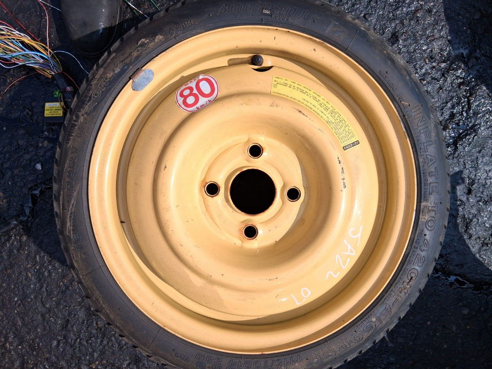 2007 HONDA JAZZ MK2 14 INCH STEEL SPACE SAVER SPARE WHEEL WITH TYRE 115/70D14