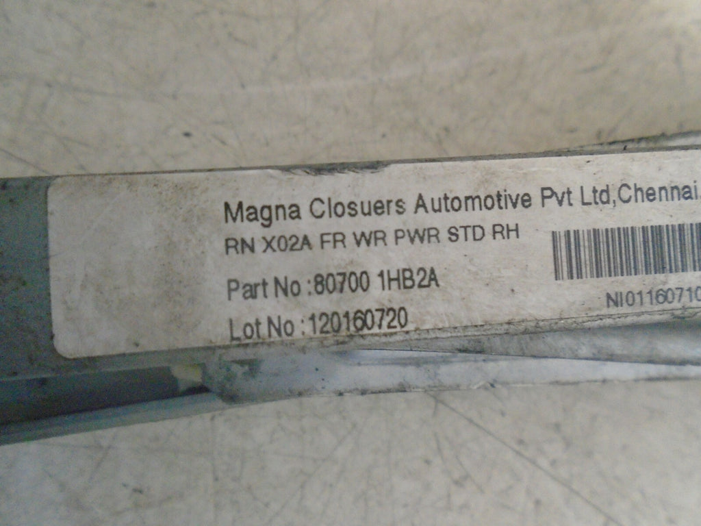 NISSAN MICRA 2016 MK4 OSF FRONT DRIVER SIDE WINDOW REGULATOR 807001HB2A
