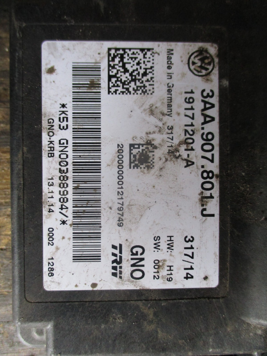 VOLKSWAGEN TIGUAN 2015 HAND BRAKE CONTROL MODULE 19171201A