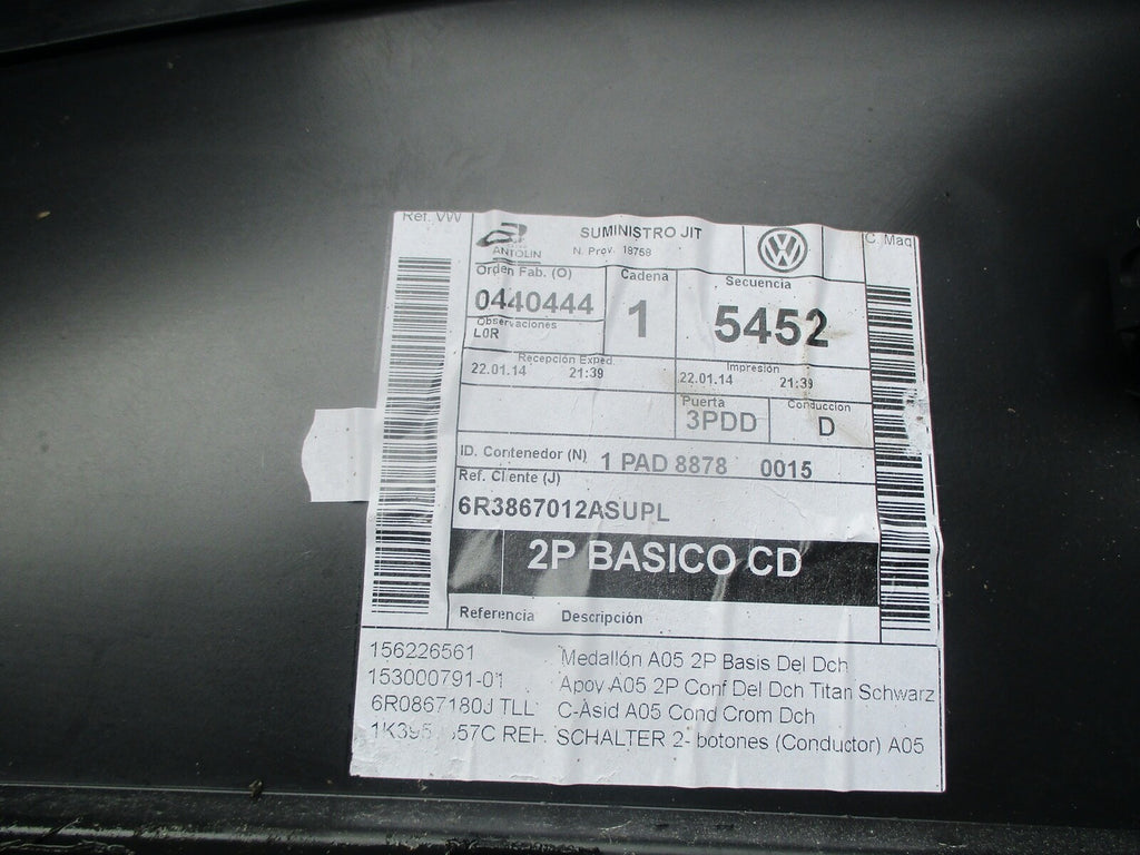 VW VOLKSWAGEN POLO 6R MK5 DRIVER OFF SIDE FRONT DOOR CARD TRIM 6R3867012