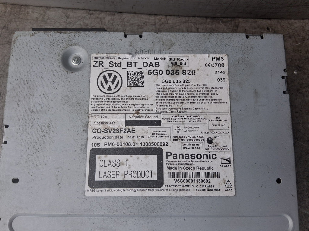 2013 VW VOLKSWAGEN GOLF MK7 MULTIMEDIA CD PLAYER STEREO HEAD UNIT 5G0035820