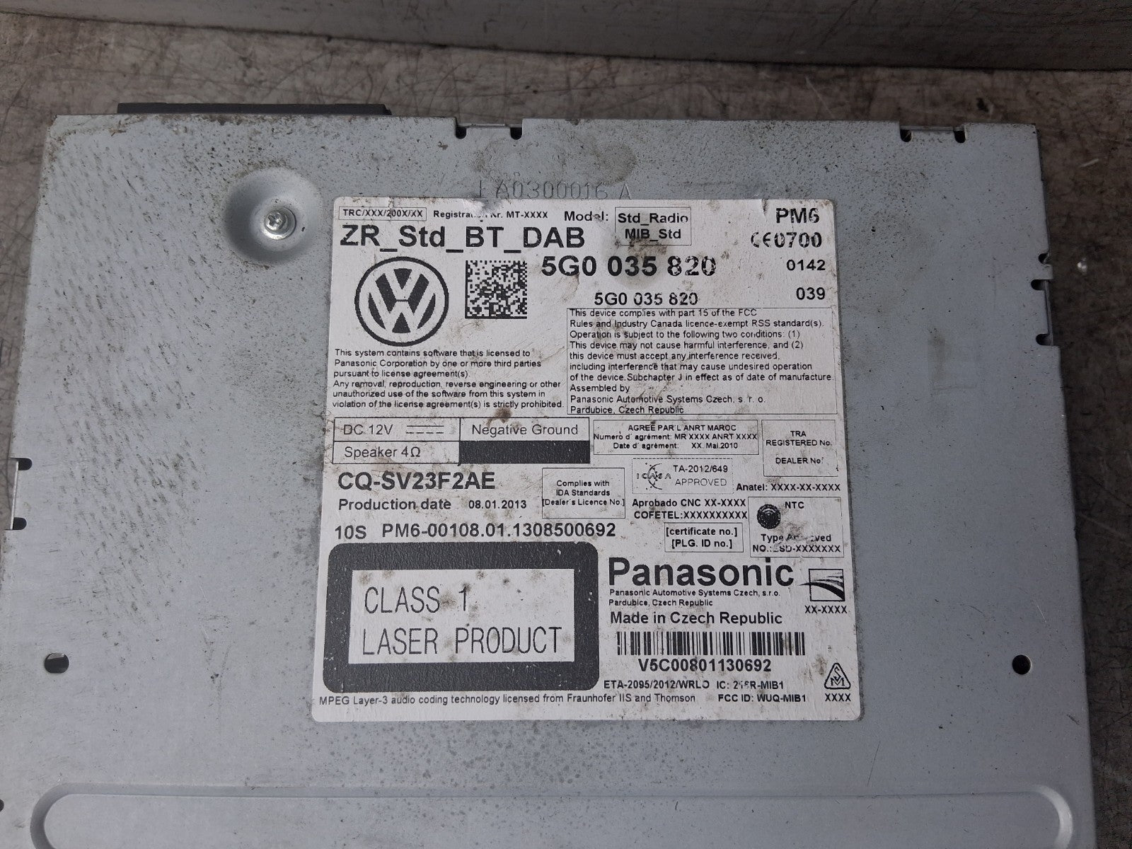 2013 VW VOLKSWAGEN GOLF MK7 MULTIMEDIA CD PLAYER STEREO HEAD UNIT 5G0035820