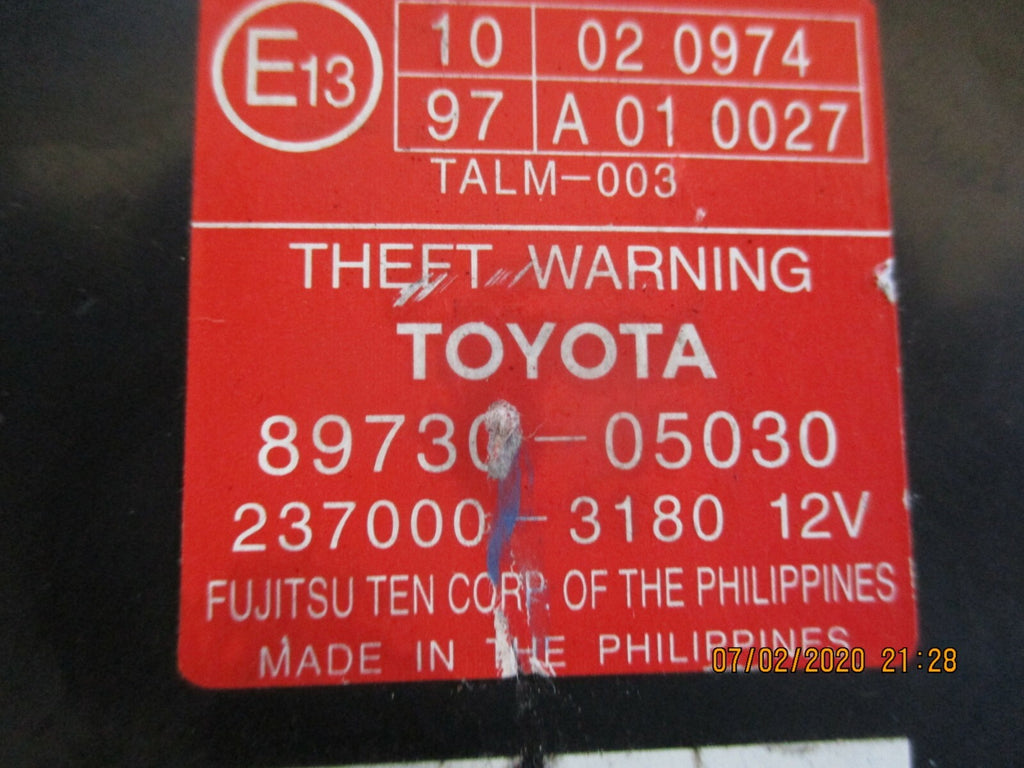 TOYOTA AVENSIS T250 MK2 2007 ANTI THEFT WARNING ALARM MODULE 8973005030