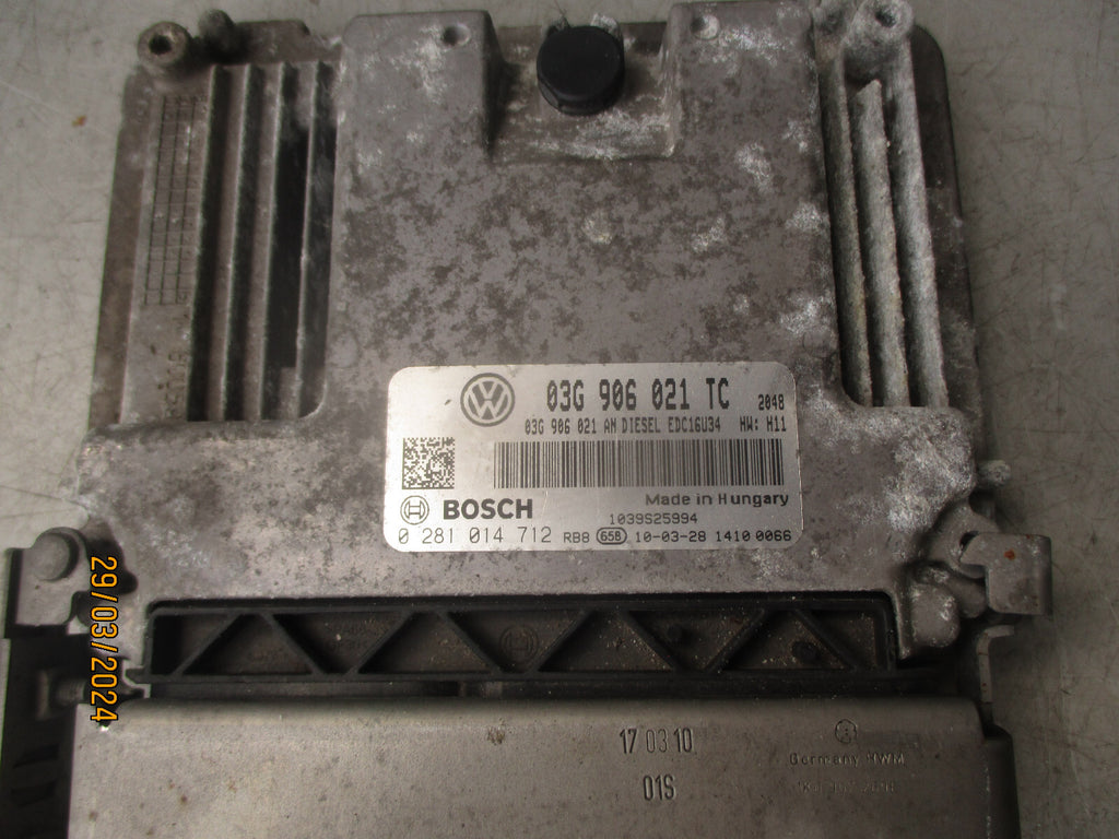 2010 SKODA OCTAVIA MK2 2.0 DIESEL ENGINE CONTROL UNIT MODULE 03G906021TC
