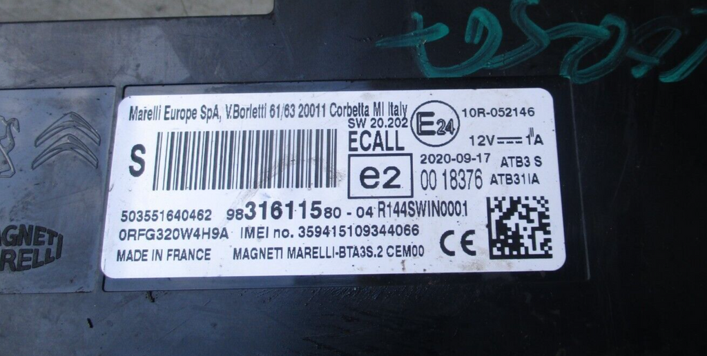 VAUXHALL CORSA F BLUETOOTH CONTROL MODULE 9831611580