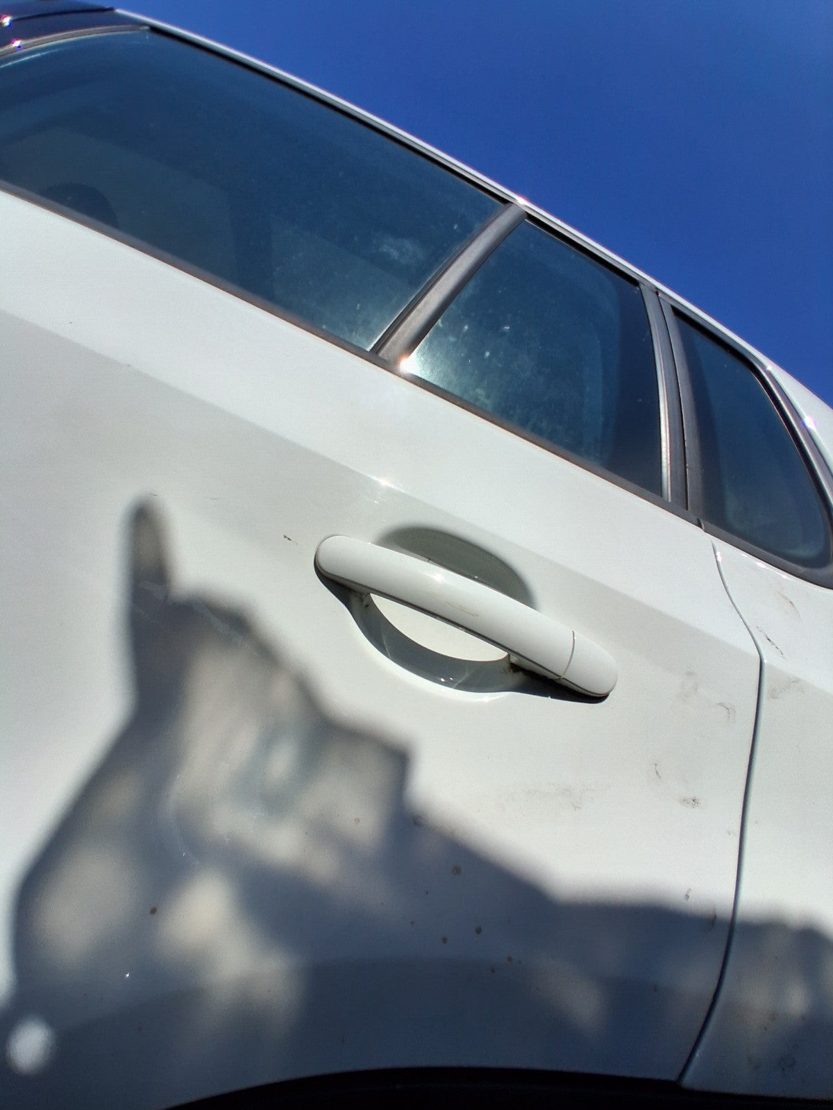 2013 VW VOLKSWAGEN TIGUAN MK1 NSR PASSENGER SIDE REAR DOOR HANDLE WHITE LC9A