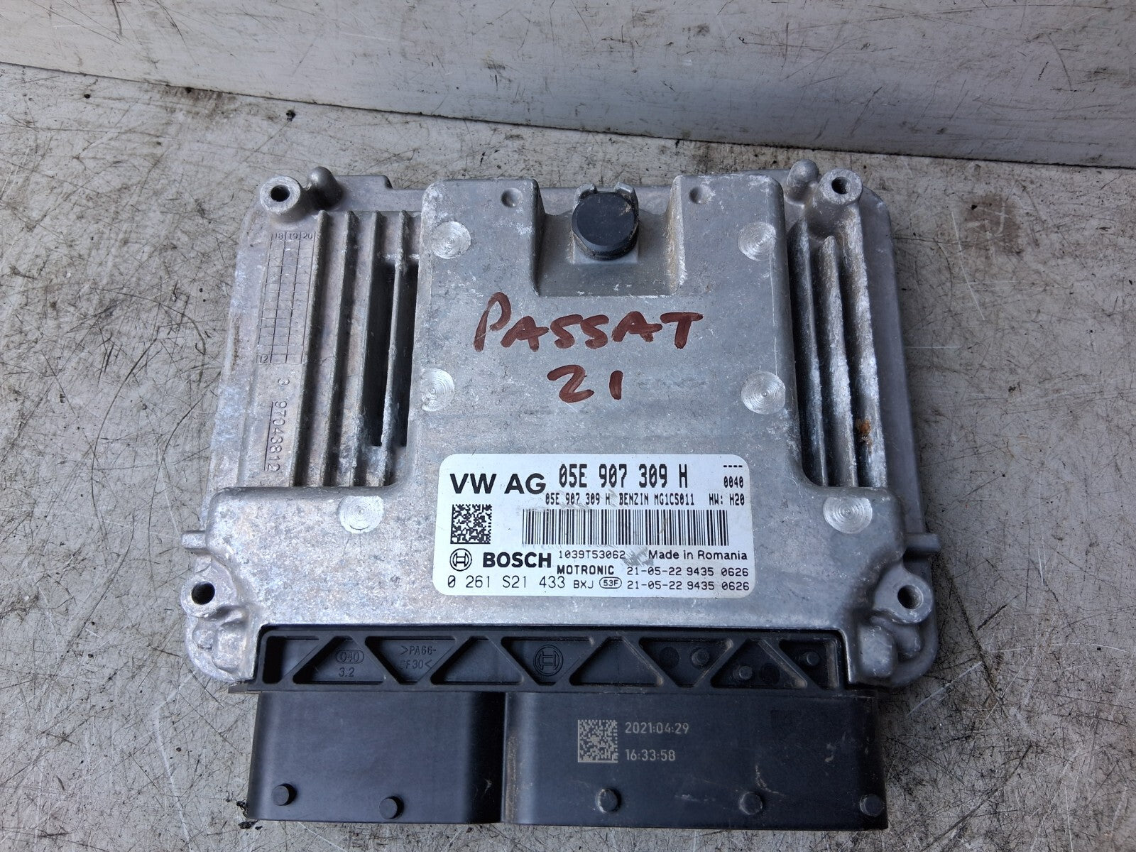 2021 VOLKSWAGEN PASSAT B8 1.5 PETROL ECU ENGINE CONTROL UNIT MODULE 05E907309H