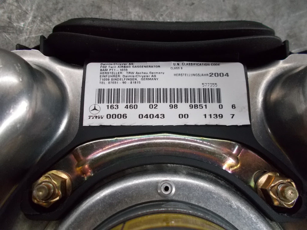 MERCEDES BENZ ML 2003 STEERING WHEEL AIRBAG 16346002989