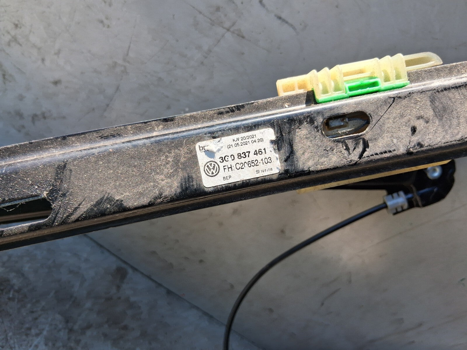 VOLKSWAGEN PASSAT B8 2019 NSF PASSENGER SIDE WINDOW MOTOR & REGULATOR 3G0837461