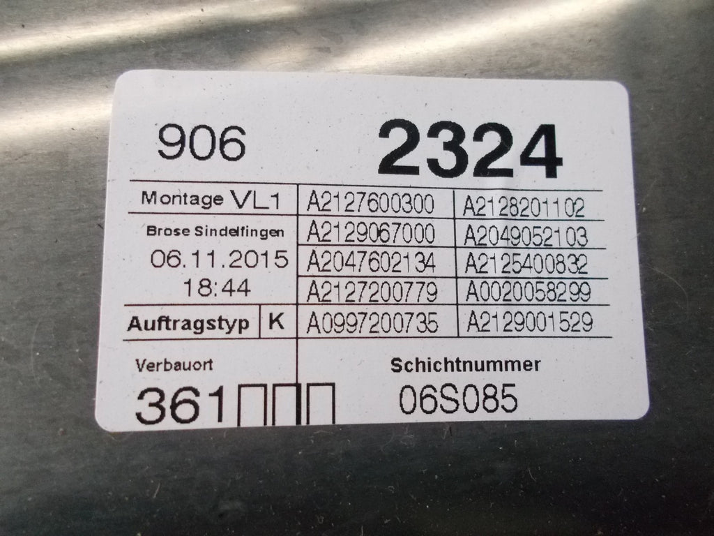 MERCEDES E CLASS W212 NSF PASSENGER SIDE FRONT WINDOW REGULATOR A2129066802