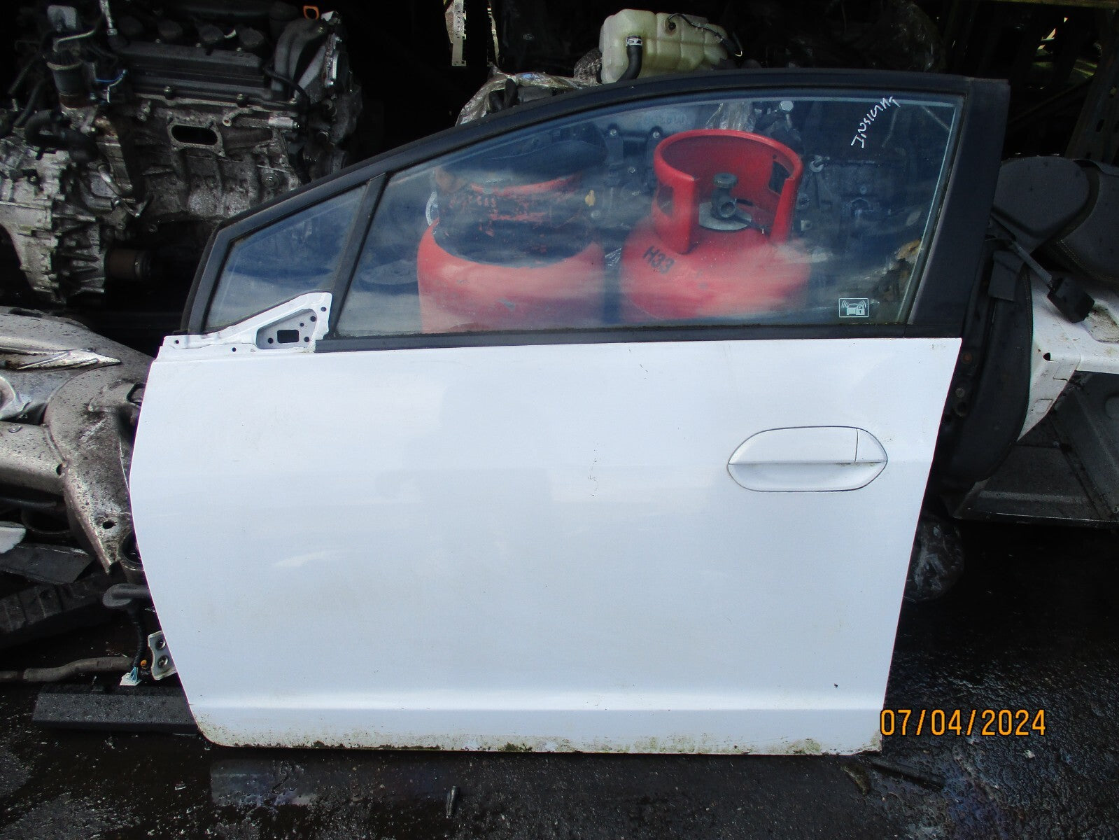 HONDA INSIGHT 2011 ZE2 NSF PASSENGER SIDE FRONT DOOR BARE WHITE