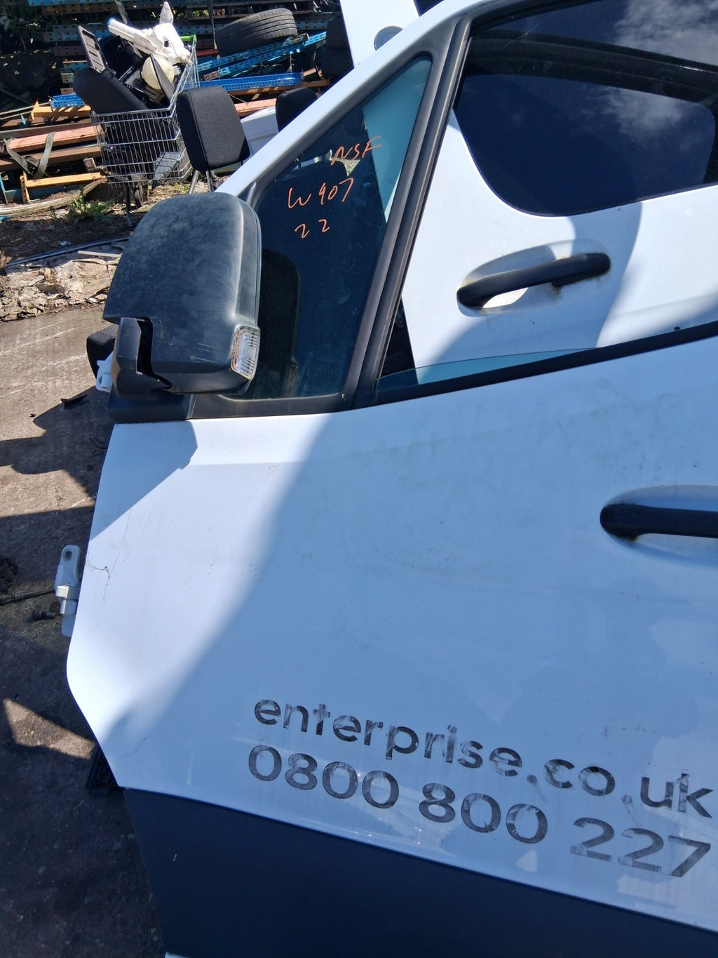 2022 MERCEDES BENZ SPRINTER W907 NSF PASSENGER SIDE FRONT LEFT BARE DOOR WHITE