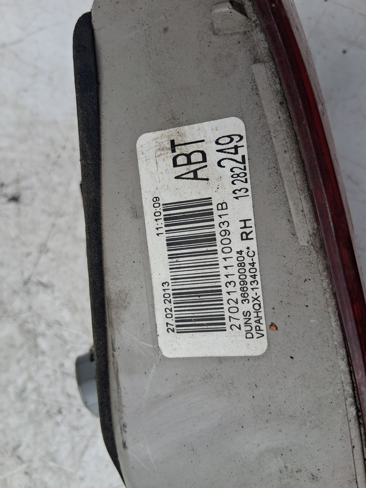 2013 VAUXHALL ASTRA J ESTATE OSR DRIVER REAR RIGHT INNER TAIL LIGHT 13282249
