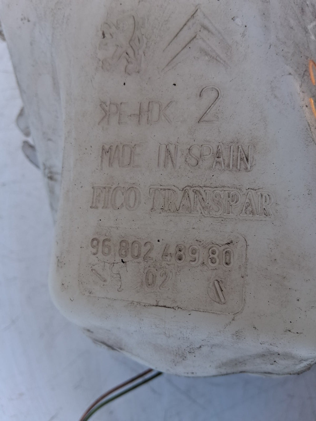 CITROEN C3 2006 WINDSCREEN WASHER WATER BOTTLE RESERVOIR 9680248980