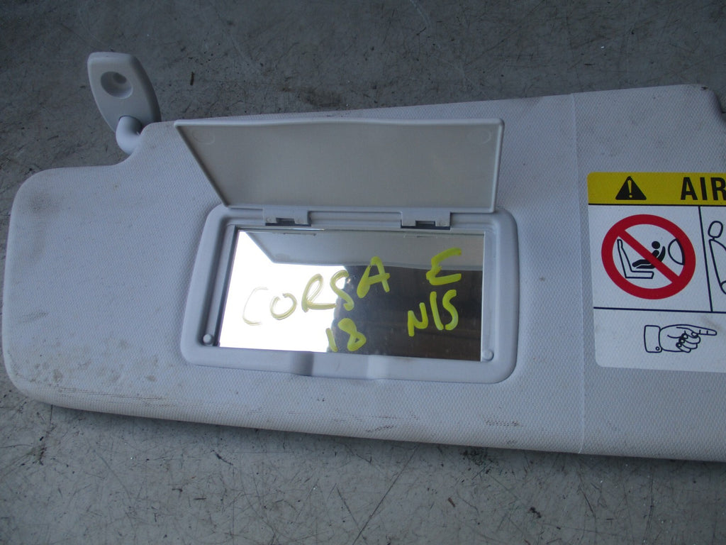 VAUXHALL CORSA E 2018 NSF PASSENGER SIDE FRONT SUN SHADE VISOR GREY