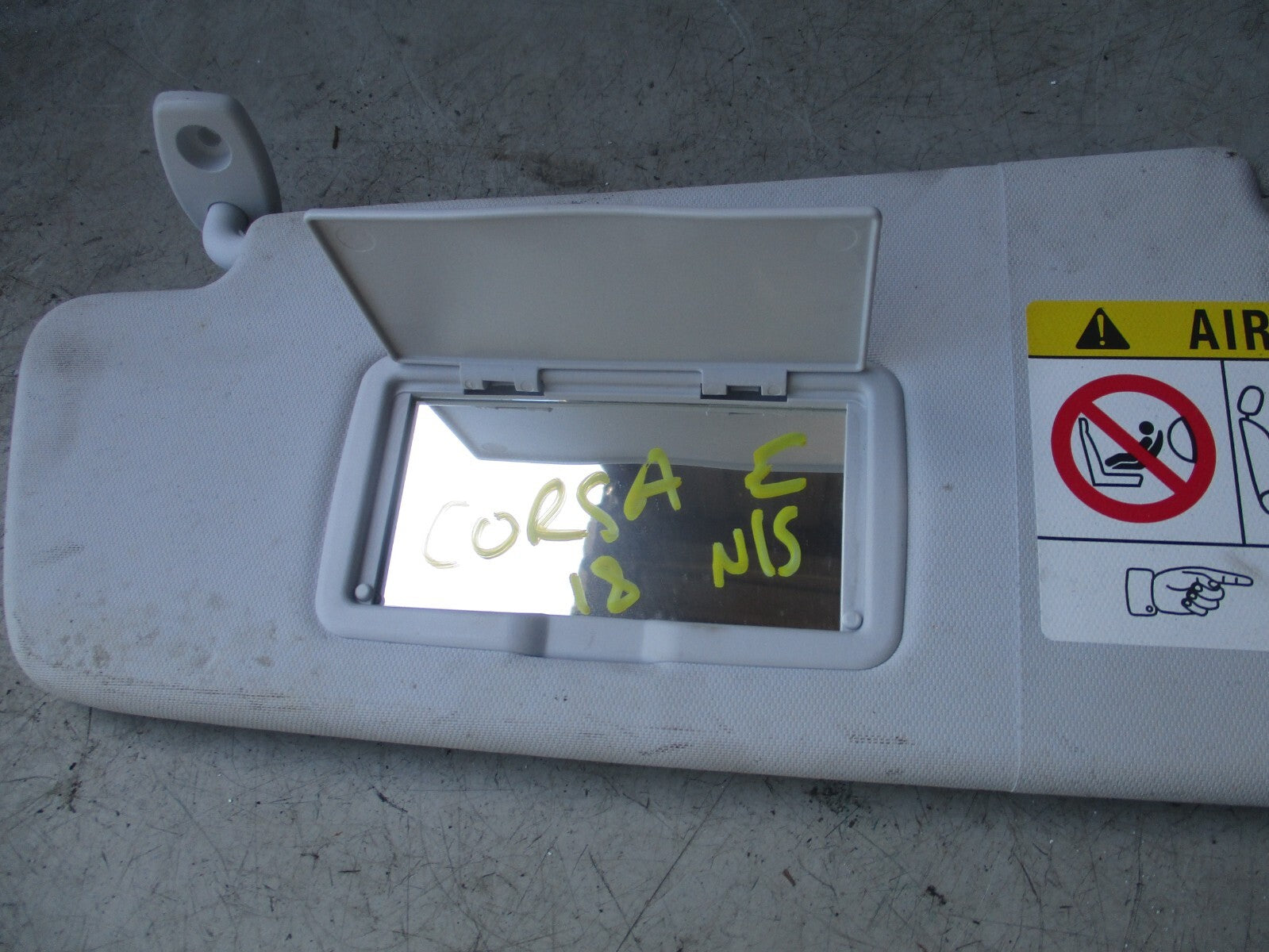 VAUXHALL CORSA E 2018 NSF PASSENGER SIDE FRONT SUN SHADE VISOR GREY