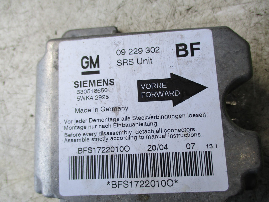 VAUXHALL ASTRA AIRBAG CONTROL MODULE 5WK42925