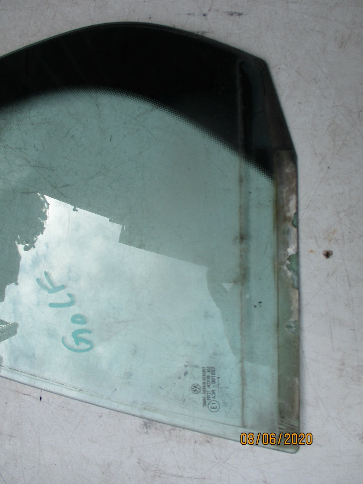 VOLKSWAGEN GOLF MK5 1K 2008 NSR PASSENGER REAR QUARTER WINDOW GLASS 43R-001057