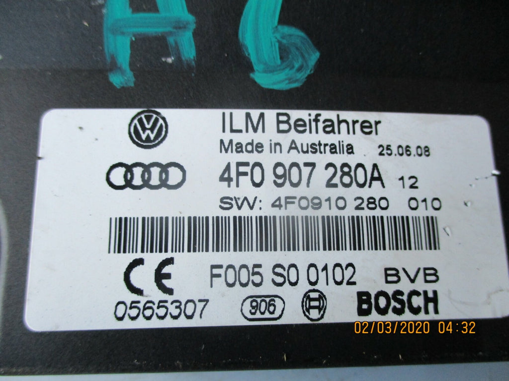 AUDI A6 ESTATE AVANT 2008 ON BOARD POWER SUPPLY CONTROL MODULE UNIT 4F0907280A