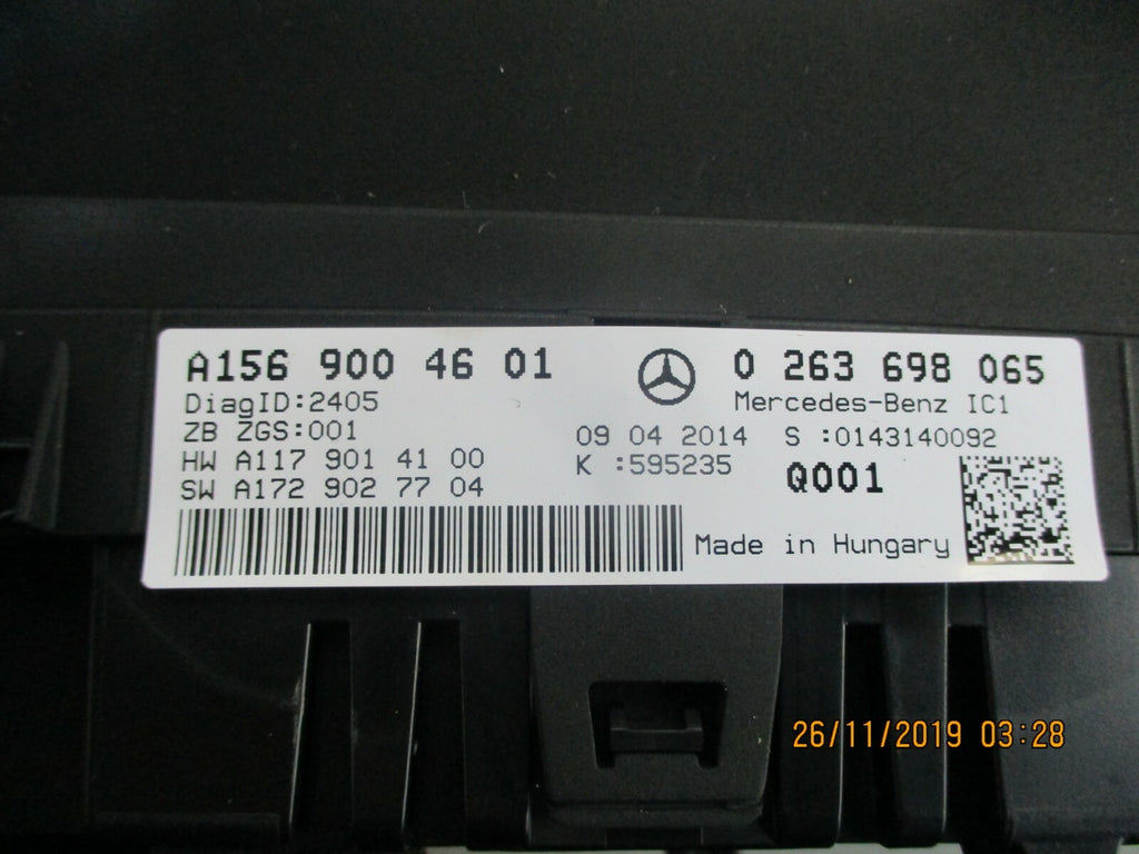 MERCEDES GLA X156 2014 2.0 CDI SPEEDO CLOCK CLUSTER SPEEDOMETER A1569004601